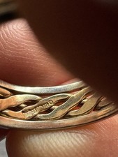 Vintage 9ct,17mm Two-Tone Gold B.BROS Wedding Band | Celtic Braided Design.3.00g