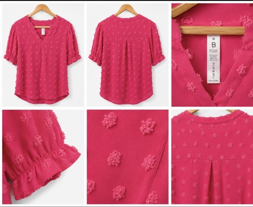 Blooming Jelly Women Dressy Casual Puff Sleeve Summer Tops Short Sleeve Shirt M