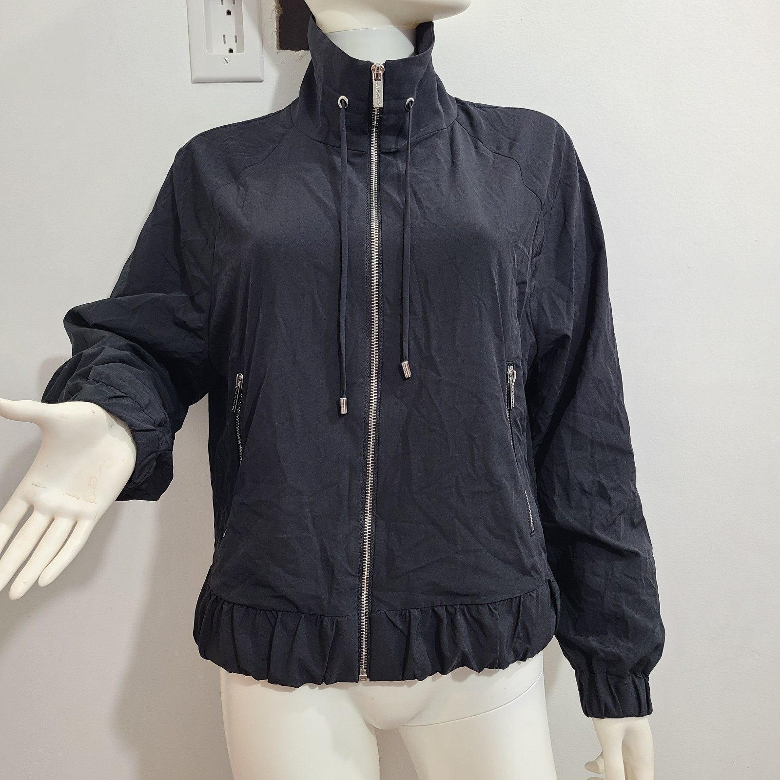 Womens Sz Medium- Calvin Klein Black Tech Stretch Full Zip J