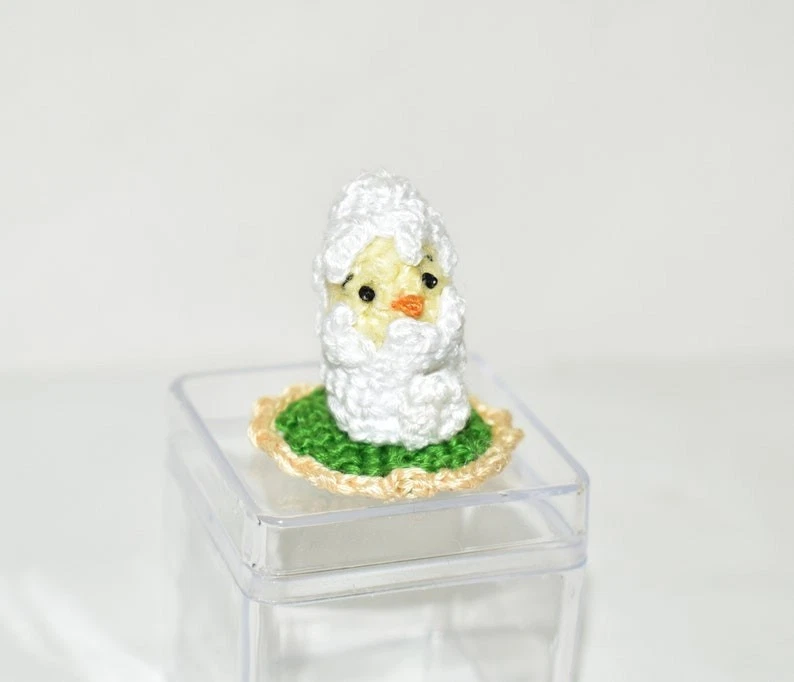 Miniature Crochet Egg House Extremely Micro Chicken Handmade Bird - image 3 of 4