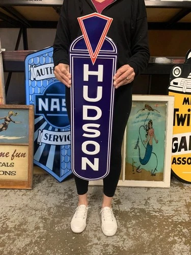 Antique Vintage Old Style Sign Hudson Motor Cars Made USA