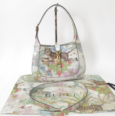 Authentic GUCCI Jackie Tiger 2 way One Shoulder Bag I#50071
