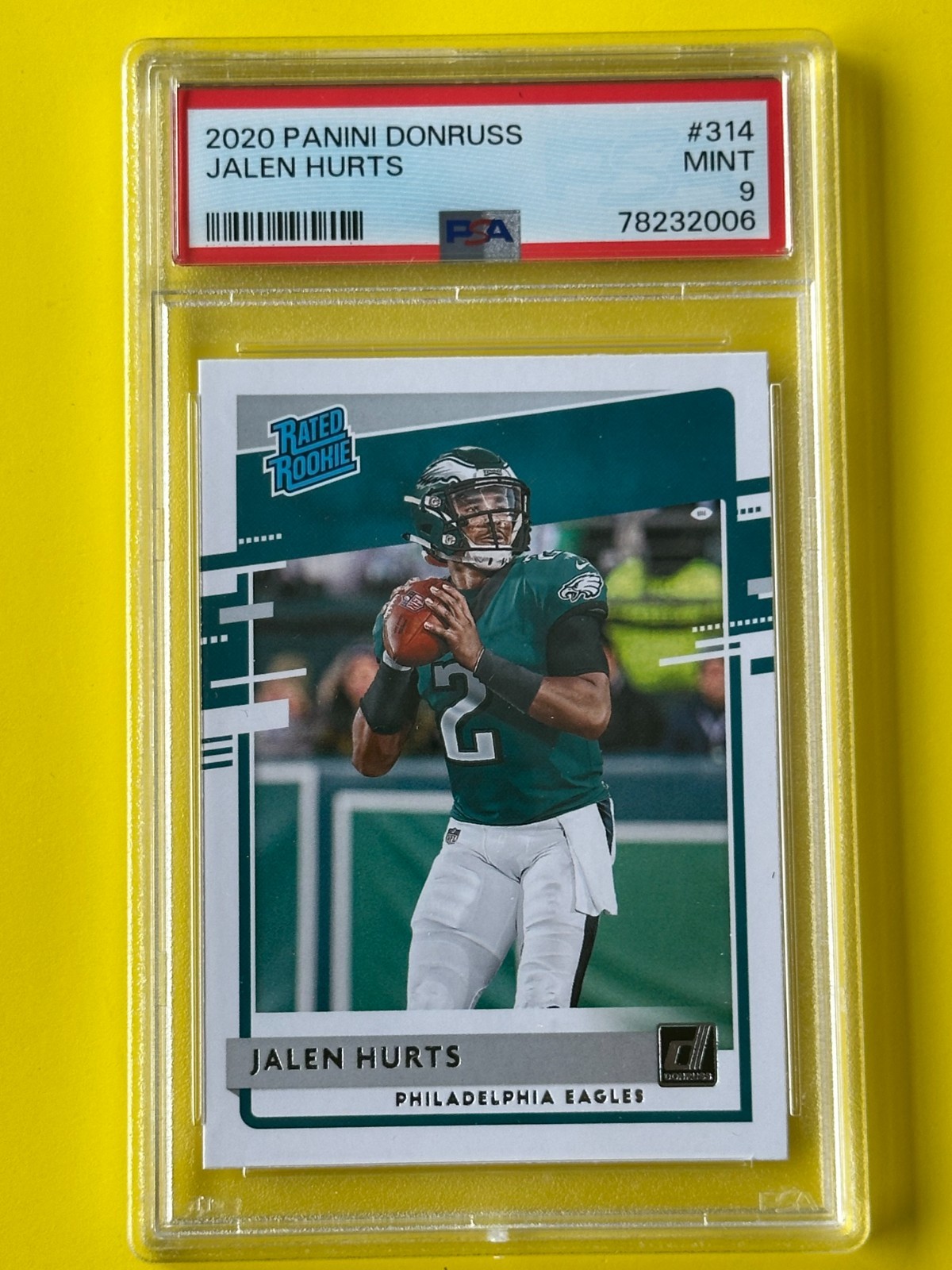 2020 Panini Donruss JALEN HURTS #314 Philadelphia Eagles Rookie RC Card - PSA 9