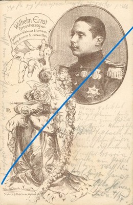 Postkarte Weimar 1901, Regierungsantritt Wilhelm Ernst
