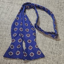 Robert Talbott Bow Tie Blue Purple with diamond shaped beige, red, teal
