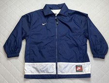 Vintage Nike Jacket Boys 8 Blue Full Zip Windbreaker Team Sports Colorblock 90s