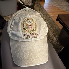 Retired Us Army Hat Adjustable Embroidered Baseball Cap Khaki Green Full Cotton
