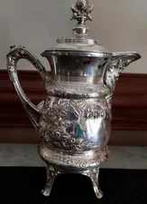 Middletown Plate C. Quadruple Silver Plate Hard White Metal Tea Pot #1006 Floral