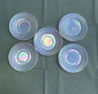 Vintage Federal Glass Saucers Iridescent Moon Glow Rainbow Opalescent 5 3/4” MCM