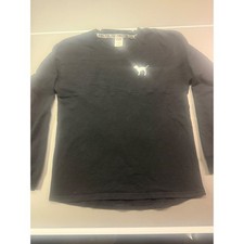 Victoria's Secret PINK Black Long Sleeve Crewneck Sweatshirt Dog Logo Size M