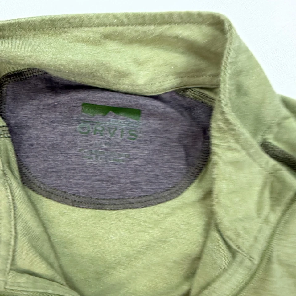 Camisa Pullover Orvis 1/4 Cremallera Para Hombre Grande Verde Ligera Elastizada Informal Foto 3 de 4