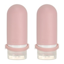 2Pcs Silicone Squeeze Bottle, 2oz Refillable Travel Bottles, Pink