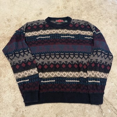 Stone Haven Sweater Mens XL Cosby Sweater Knit Multicolor Geometric 90s