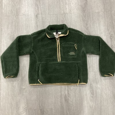 The North Face Women's Small Jacquard Extreme Pile 1/2 Zip Jacket Green Fleece