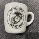 USMC United States Marine Corps Marines Cup Mug Rare Vintage “Milk Glass” Old