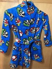 Nintendo 2020 SUPER MARIO BROTHERS Blue Belted Plush Bath Robe  Boys  Size 4/5