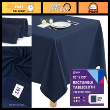 Navy Blue Rectangle Tablecloth 70x120 Inch - Heavy Duty Washable Fabric for Even
