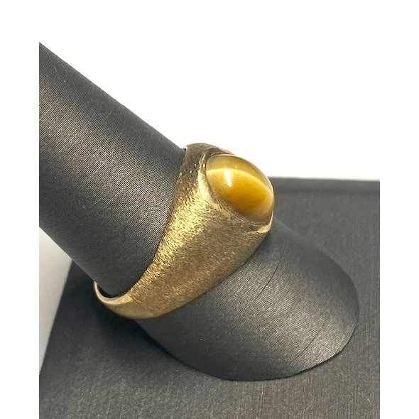 ANILLO HOMBRE ORO AMARILLO Y OJO DE TIGRE TALLA 9.5 CIELO Foto 2 de 4