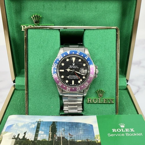 Rolex Gmt Master Mark 1 Long E Dial Vintage 1960s 1969 Fuchsia Bezel BOX Watch