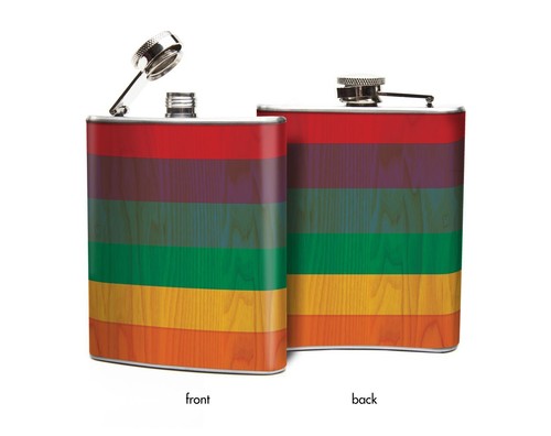 Rainbow Hip Flask Gay Pride LGBTQ Altered Graphic Art Designer Oso and Bean Gift - Picture 2 of 2
