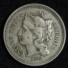 1868-P Three Cent Nickel — photo from another recent sale