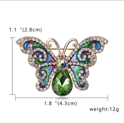 Rhinestones Women’s Butterfly Brooch Pin Sweater Pin Suit Corsage Scarf Brooch - Picture 4 of 7