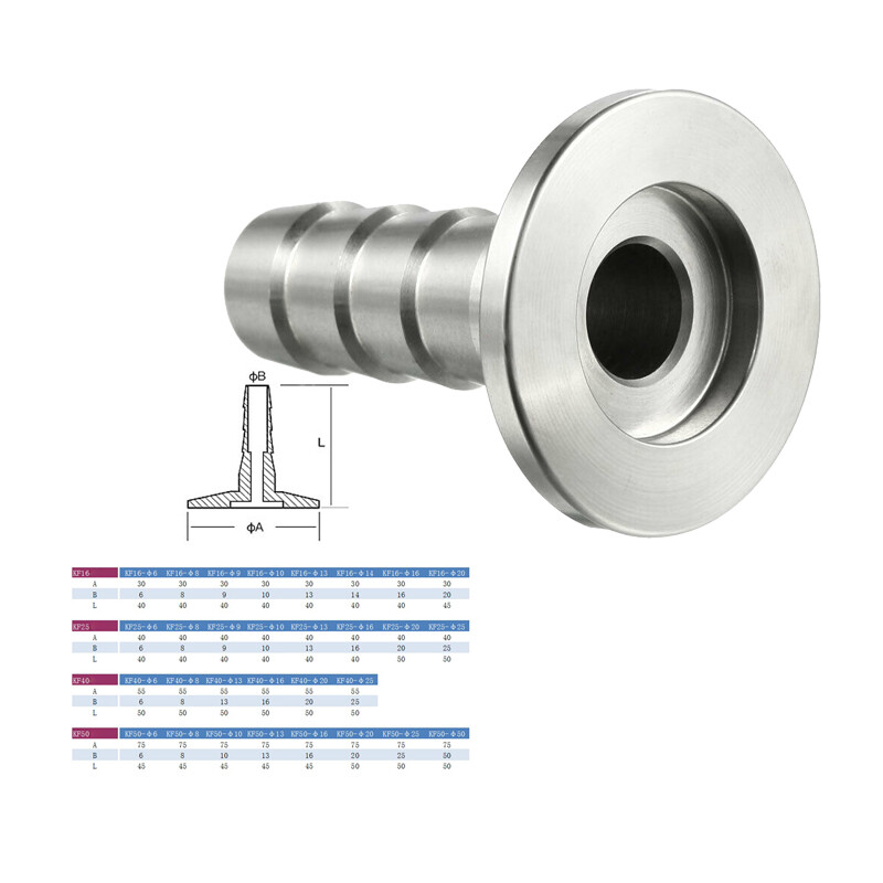 1pc KF40 Vacuum Clamp Hose OD 8mm 304 Stainless Steel Flange Pipe 1pc KF50  Vacuum Clamp 1PC 8mm Vacuum Hose x KF40 Vacuum KF Camp SUS 304 Stainless Steel