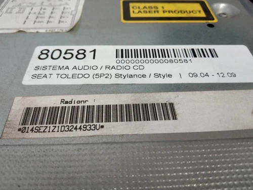 5P10351521MM Sistema Audio/Radio Cd para SEAT TOLEDO (5P2) 2004 80581 - Imagen 3 de 3