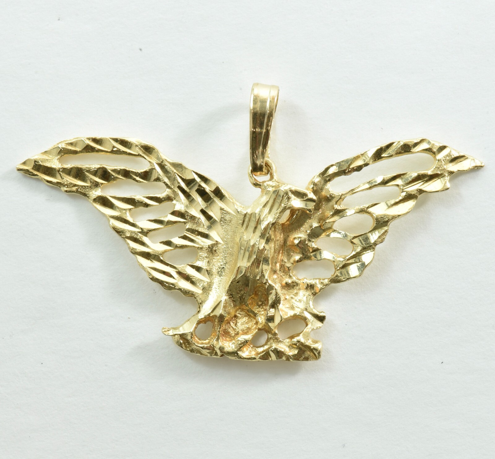 Solid 14k Gold Eagle with spread wings Charm Pend… - image 3