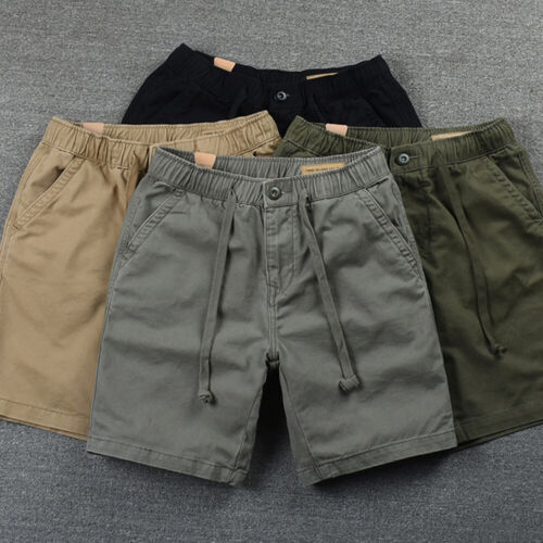New Drawstring Chino Shorts Mens Cargo Combat Work Elasticated Waist Half Pants - Picture 1 of 28