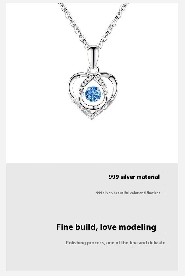 S999 pure silver heart-shaped women's necklace as a holiday gift for lovers Foto 2 de 4