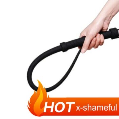 Games Silicone Riding Whip with Handy Handle Binding Flogger Spanking Pain