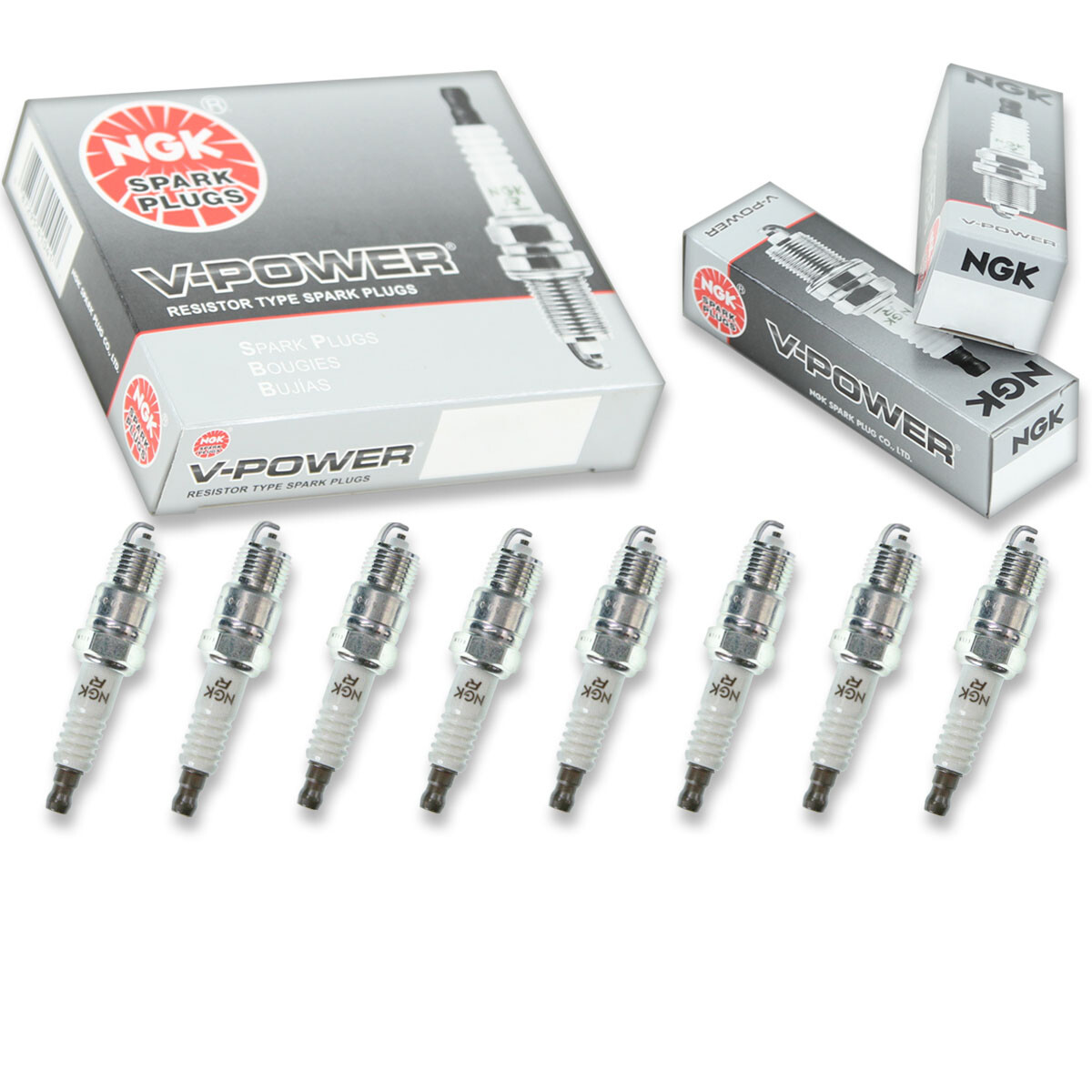 8 pcs NGK V-Power Spark Plugs for 1973-1996 Ford F-250 7.5L 5.8L 5.0L 6.6L ed