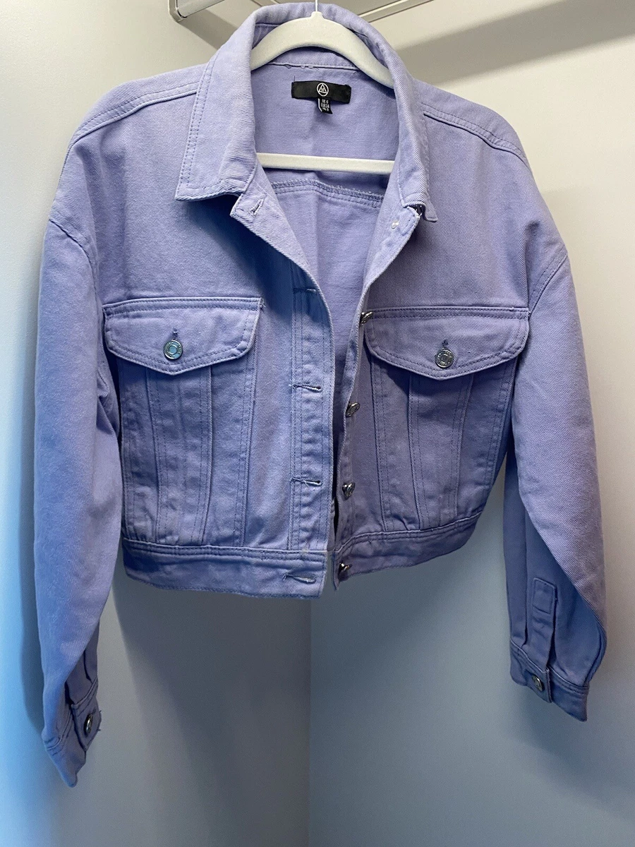 Missguided Lilac Denim Buttoned Ladies Jacket Size 6