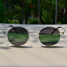 Retro Round mirror green polarized sunglasses men's titanium round green glasses