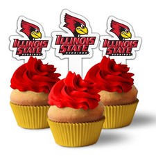 Illinois State University Cupcake Toppers Plastic ISU Cupcake Picks Stacked Logo