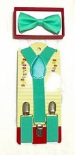 New Teal toddler bow tie and suspenders set - baby boy/girl Accesorries
