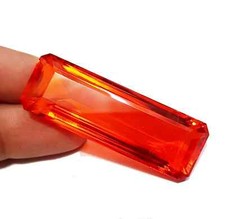 Loose Gemstone 80.00 Ct Orange Topaz Baguette Shape Certified Gemstone