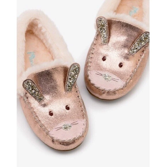 Girls Mini Boden Novelty Suede Slippers SIZE 38 US SIZE 6 Rose Gold