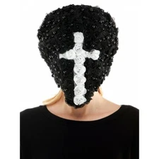 Over the Head Black Floral Roses White Cross Full Face Yeezus Masquerade Mask