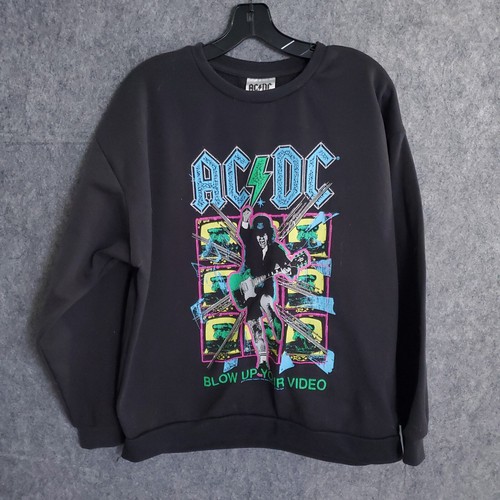 AC/DC Blow Up Your Video dunkelschwarzer Damenpullover Sweatshirt mit Rundhalsausschnitt Large