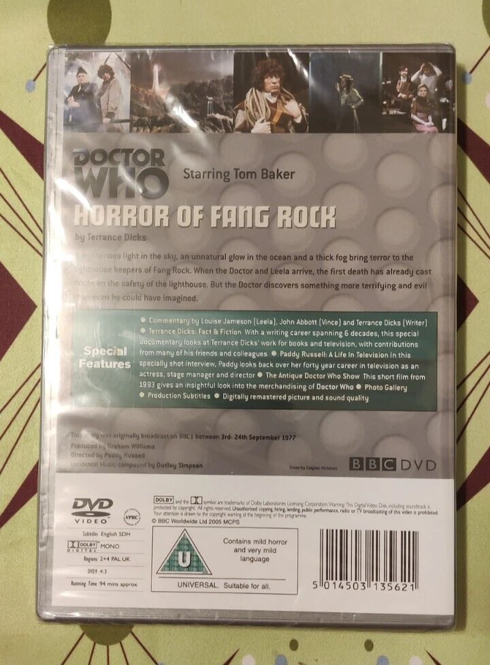DOCTOR WHO - HORROR OF FANG ROCK Tom Baker BBC Region 2 DVD NEW - Image 2 of 3