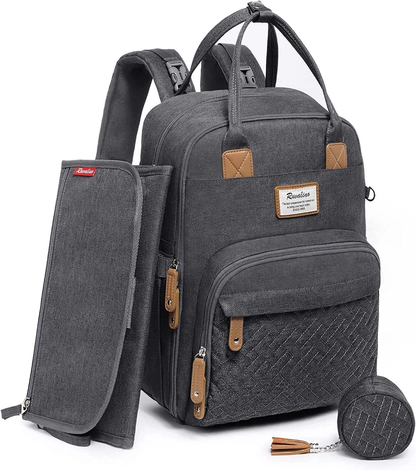 Baby Changing Bag Nappy Backpack Large All-in-One Travel Pad & Insulated Pockets