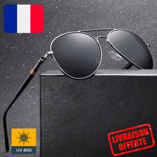 Lunettes de soleil Polarisées Vintage Homme Femme Pilote Aviateur Style  UV400 ✓✓