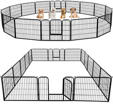 Dog Playpen Outdoor 24 Inch 16 Panels Indoor Dog Fence Metal Dog Pen Heavy Duty