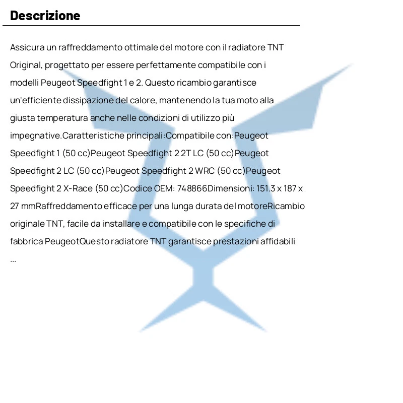 Radiatore TNT per Peugeot 50 Speedfight 2 LC 1997-2008 - Immagine 4 di 4