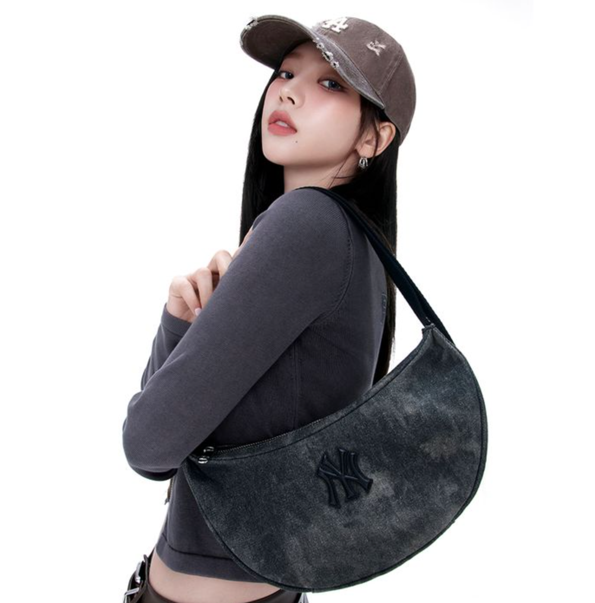 ☆MLB Korea☆ Vintage Washed Shoulder Bag NY Charcoal Grey MLB Vintage Washed Shoulder Bag – NY Logo (Charcoal Grey) | eBay