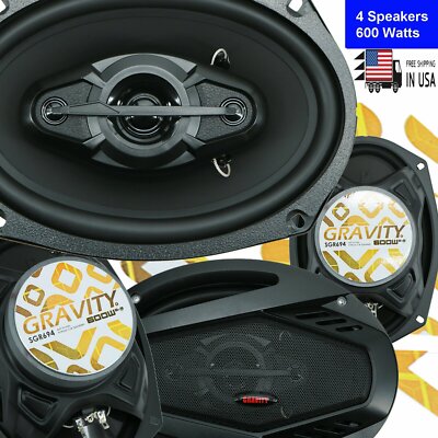 4x Gravity SGR694 6x9'' 4-Way CAR AUDIO Speakers Full Range 2400W Max Power 2pair