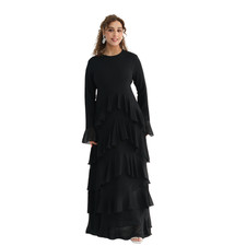 Long Dress Maxi Robe Abaya Dubai Kaftan Modest Muslim Women Elegant Ramadan Gown
