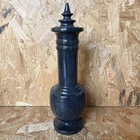 Vintage Vase Black Grey Tall Soapstone Marble Onyx Jar Bottle Vase Urn 27.5cm